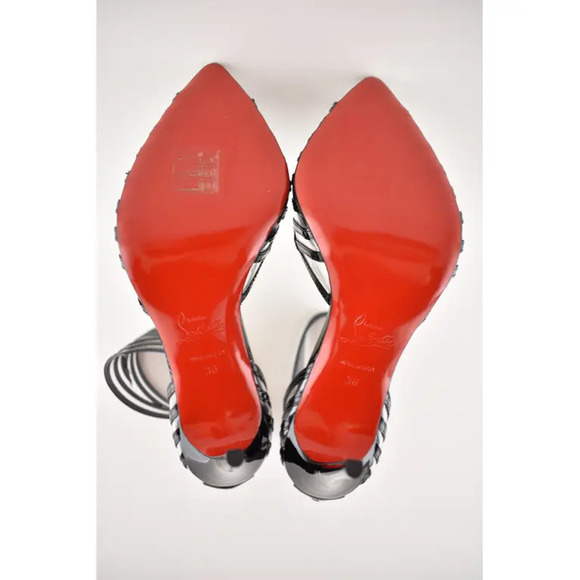 Christian Louboutin Maratena 100 Black PVC Ankle Strap Sandal Heel Pump Shoe 36 - Picture 11 of 11